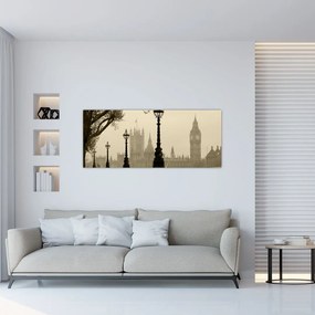 Tablou - Londra în ceață, Anglia (120x50 cm)