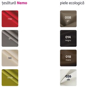 Coltar, piele ecologica alba material textil negru, model stanga, MARUTI