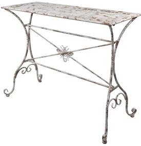 Masa de exterior, alb, din metal, cu aspect vintage, Abeille I