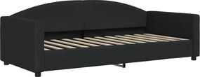 vidaXL Pat de zi, negru, 90x200 cm, material textil