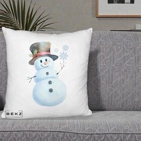 Perna Decorativa Om de Zapada cu Joben si Vasc, 40x40 cm, Alb Pufos, Husa Detasabila, Perna Inclusa, BEKZ®