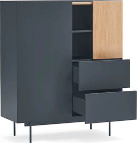 Comodă gri antracit-natural înaltă cu aspect de lemn de stejar 100x120 cm Otto – Teulat