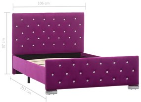 Cadru de pat, violet, 100 x 200 cm, material textil Violet, 100 x 200 cm