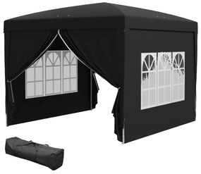 Outsunny Cort de grădină cort de recepție cort pop-up pliant 3 x 3 m 4 pereți detașabili + geantă de transport negru | Aosom Romania