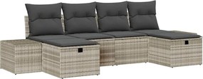 vidaXL Set de canapele pentru grădină 6 pcs Gri deschis poliratan