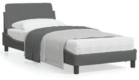 373066 vidaXL Cadru de pat cu tăblie, gri închis, 80x200 cm, textil