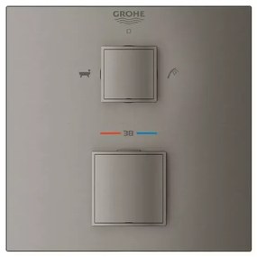 Baterie cada - dus incastrata Grohtherm Cube 2 iesiri antracit periat Hard Graphite fara corp ingropat