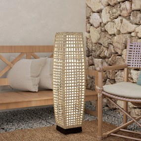 Outsunny Lampă solară de grădină din ratan sintetic cu LED și pornire/oprire automată 21x21x78 cm Natural | Aosom Romania