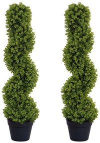 HOMCOM Set de 2 plante decorative, Plante artificiale în ghiveci, Plante artificiale pentru casă, interior, exterior, 90 cm, Verde | Aosom Romania