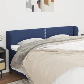 3117024 vidaXL Tăblie de pat cu aripioare, albastru, 183x23x78/88 cm textil