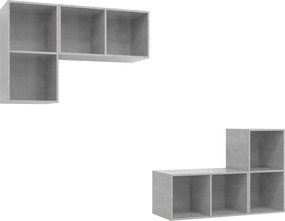 vidaXL Dulapuri TV suspendate, 4 buc, gri beton, lemn prelucrat