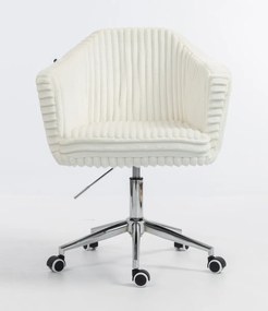 HR832K Scaun Alb Teddy Cord cu Bază Cromata