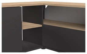 Comodă TV negru-natural cu aspect de lemn de stejar 90x45 cm Angle – TemaHome