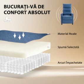 HOMCOM Fotoliu Masant Reclinabil 160°, Chenille cu Suport pentru Picioare și Telecomandă, Albastru Închis | Aosom Romania