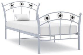 Cadru de pat, cu model de fotbal, gri, 90 x 200 cm, metal Gri