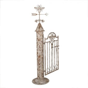 Poarta decorativa de gradina, alb, din metal, aspect vintage, Abeille