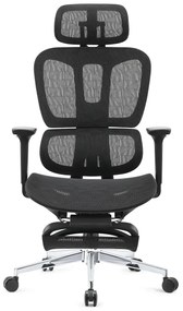 RESIGILAT- ERGOTHRONE Scaun ergonomic, cotiere 2D, suport picioare, Full Mesh, Negru
