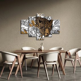 Tablou - Leopard între flori (150x105 cm)
