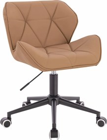 HR111K Scaun Caramel Piele Ecologica Premium Soft cu Bază Neagră