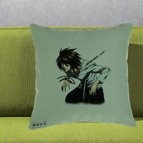 Perna Personalizata Death Note L Lawliet Lanturi, 40x40 cm, Verde, Husa Detasabila, Perna Inclusa, BEKZ®