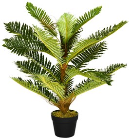 HOMCOM Plantă Artificială de Palmă cu 18 Frunze și Vas Inclus pentru Interior, Înălțime 85 cm, Verde | Aosom Romania