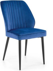 Scaun tapitat K432, albastru, stofa catifelata, 48x57x85 cm