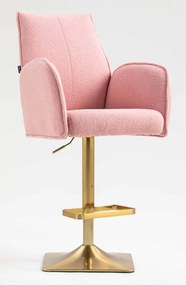 HR280KW Scaun Roz Pudra Boucle cu Bază Aurie