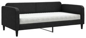 3196805 vidaXL Pat de zi cu saltea, negru, 100x200 cm, textil