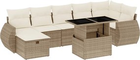 vidaXL Set canapele de grădină, 8 piese, cu perne, bej, poliratan
