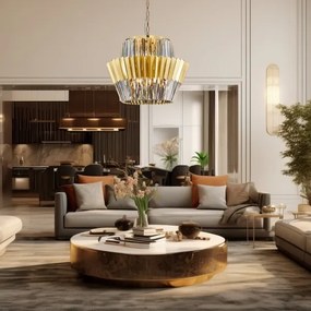 Lustră pe lanț DONNA 12xE14/40W/230V d. 55 cm auriu