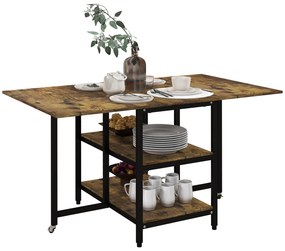 HOMCOM Masă Pliabilă Masă Extensibilă, Design Industrial, 140 cm x 80 cm x 75 cm | Aosom Romania