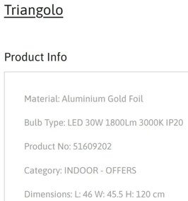 Lustra LED suspendata design modern Triangolo aurie