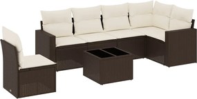 vidaXL Set canapele de grădină cu perne, 7 piese, maro, poliratan
