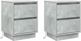 vidaXL Dulap de noapte cu sertar 2 pcs Gri din beton 39 x 34,5 x 50 cm