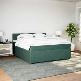 3290115 vidaXL Pat box spring cu saltea, verde închis, 180x200 cm, catifea