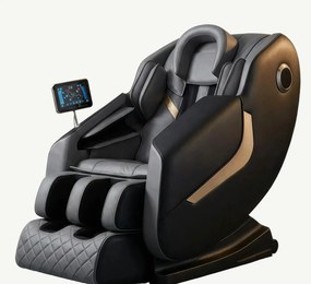 Fotoliu de masaj Shiatsu cu comanda vocala AI, Zero Gravity si incalzire lombara, Gri