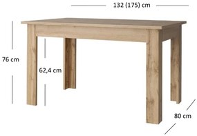 Masă de sufragerie extensibilă 130-175 cm Mirella (Stejar wotan). 1053064