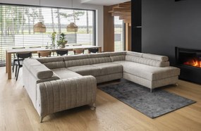 Canapea modulara tapitata, extensibila, cu spatiu pentru depozitare, 347x202x92 cm, Louis R02, Eltap (Culoare: Negru - Softis 11)