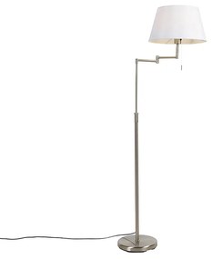 Lampă de podea din oțel cu abajur din stofă albă și braț reglabil - Ladas Deluxe