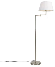 Lampă de podea din oțel cu abajur din stofă albă și braț reglabil - Ladas Deluxe