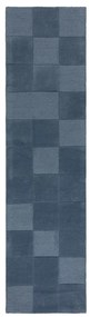 Covor tip traversă albastru închis țesut manual din lână 60x230 cm Checkerboard – Flair Rugs