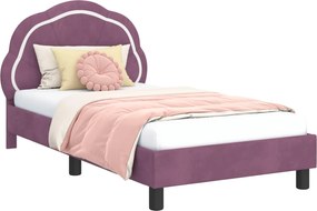 vidaXL Cadru de pat pentru copii cu spătar Violet 80 x 160 cm Catifea