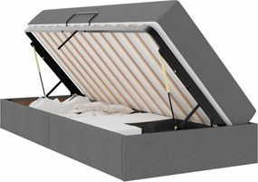 vidaXL Pat cu saltea și spațiu de depozitare Gri închis 90 x 190 cm