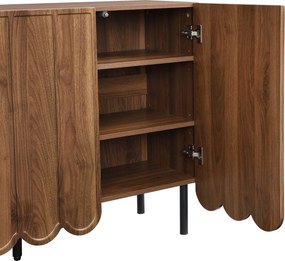 Comodă cu uși ondulate, spațiu de depozitare pentru living, hol &amp; sufragerie, 120x35x80 cm, Maro