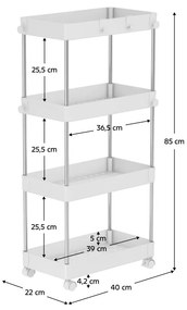 Etajera cu roti, alba, ALIOL TIP 3