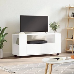 Comoda TV, alb extralucios, 102x34,5x43 cm, lemn prelucrat