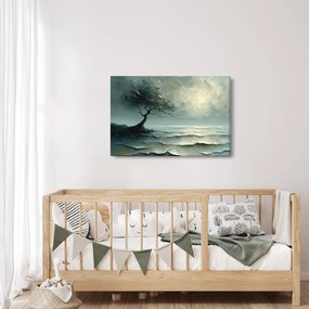 Tablou - pictură în ulei de un copac cu oceanul (90x60 cm)