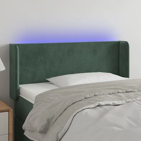 3122995 vidaXL Tăblie de pat cu LED, verde închis, 93x16x78/88 cm, catifea