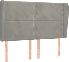 vidaXL Tăblie de pat cu aripioare gri deschis 147x23x118/128cm catifea