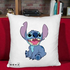 Perna Personalizata Stitch Zambitor, 40x40 cm, Alb Pufos, Husa Detasabila, Perna Inclusa, BEKZ®